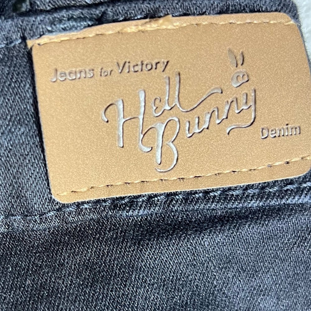 Hell Bunny Dress Womens 2XL Black Dakota Pinafore Denim Goth Pinup Punk Overall - Picture 10 of 10